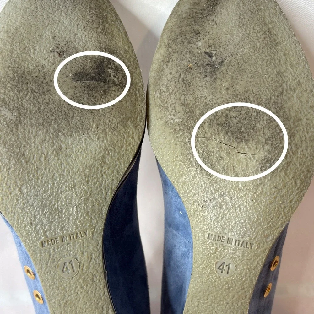 MICHAEL PASINKOFF Womens Blue Wedge Suede Round Toe Pumps 41/10 Italian Luxury